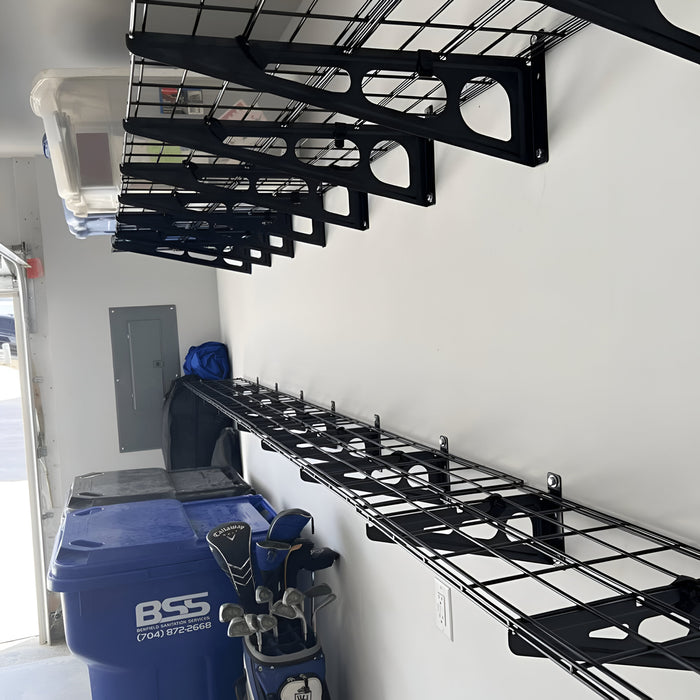 Wall Mounted Garage Shelving - Standard Black