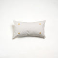 White Wash Cotton Lumbar Button Pillow