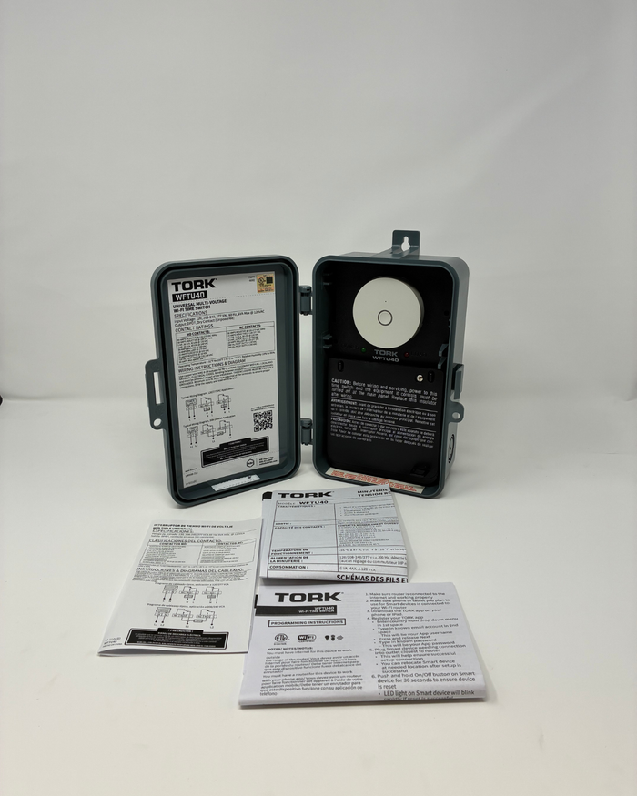 Wifi Timer 40A 120-277V DPDT Outdoor Plastic Gray Case