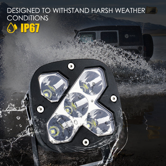 Xprite 3"  LED Light Pods – 25W CREE LED Spot Beam Off Road Lights with Mounting Brackets | X-Beam Series