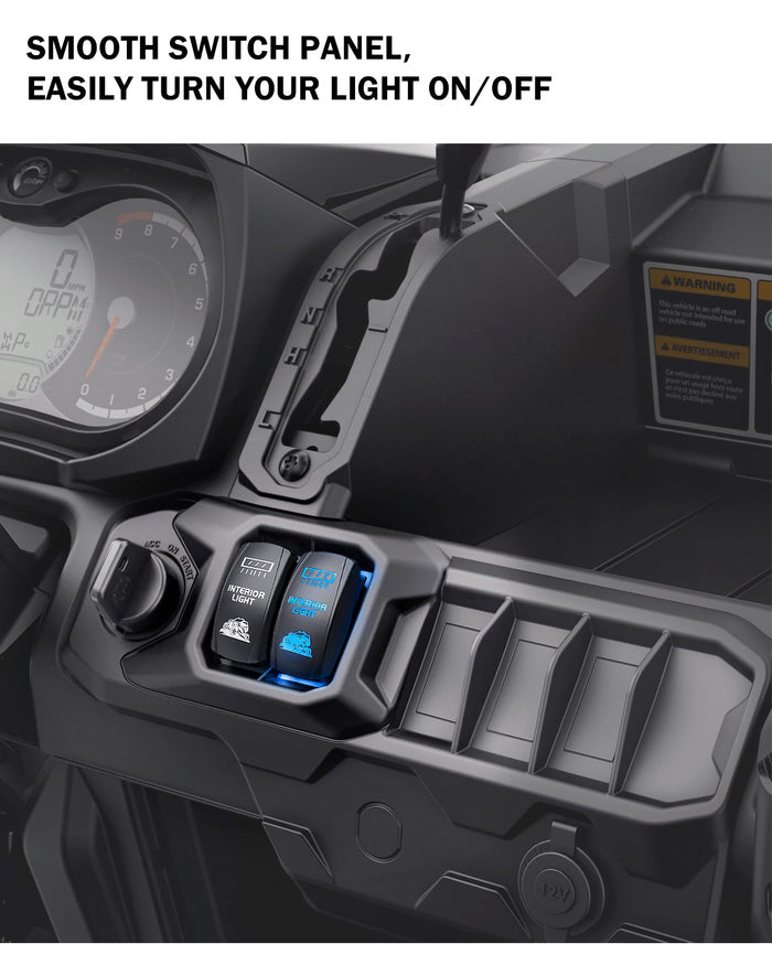 Xprite 5 Pin Laser Blue Center Mirror Interior Light SPST On/Off Rocker Switch
