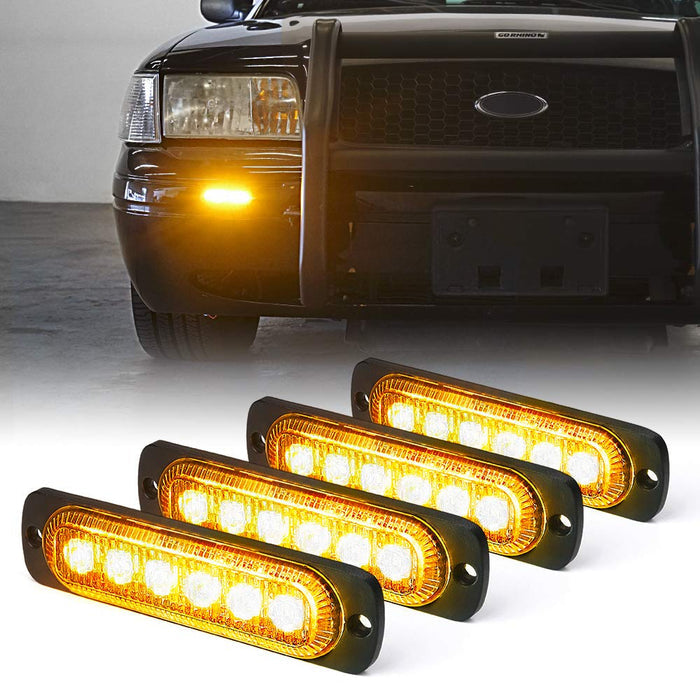 Xprite Alert 6 Series 6W Flush Mount Side Marker Emergency Strobe Light - Set of 4