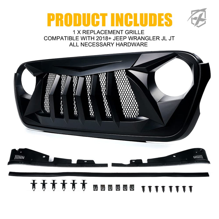 Jeep Wrangler JL & Gladiator JT Replacement Grille – Black Widow Series