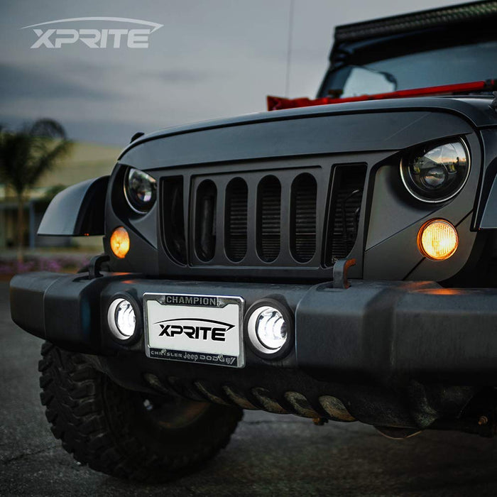 Xprite Jeep Wrangler Fog Lights, 4" Round 60W – Plug & Play LED Fog Lights for 2007-2018 JK & 2018+ JL Gladiator JT