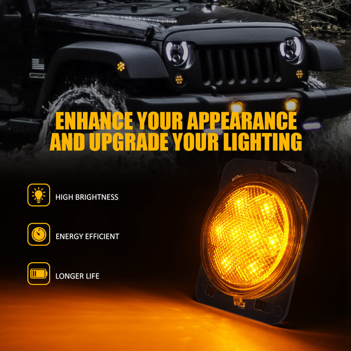 Xprite LED Side Marker Fender Lights for 2007–2018 Jeep Wrangler JK/JKU | Plug & Play