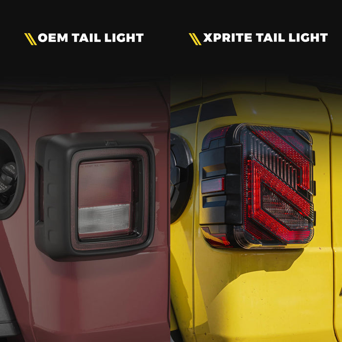 Xprite  LED Tail Lights for Jeep Wrangler JK/JKU  Plug & Play Rear Light Upgrade | Savage Series