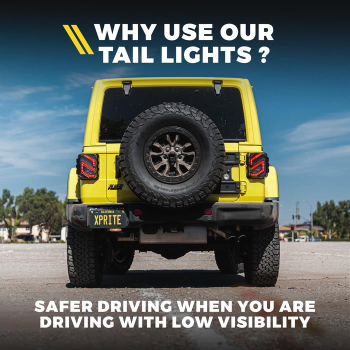 Xprite  LED Tail Lights for Jeep Wrangler JK/JKU  Plug & Play Rear Light Upgrade | Savage Series