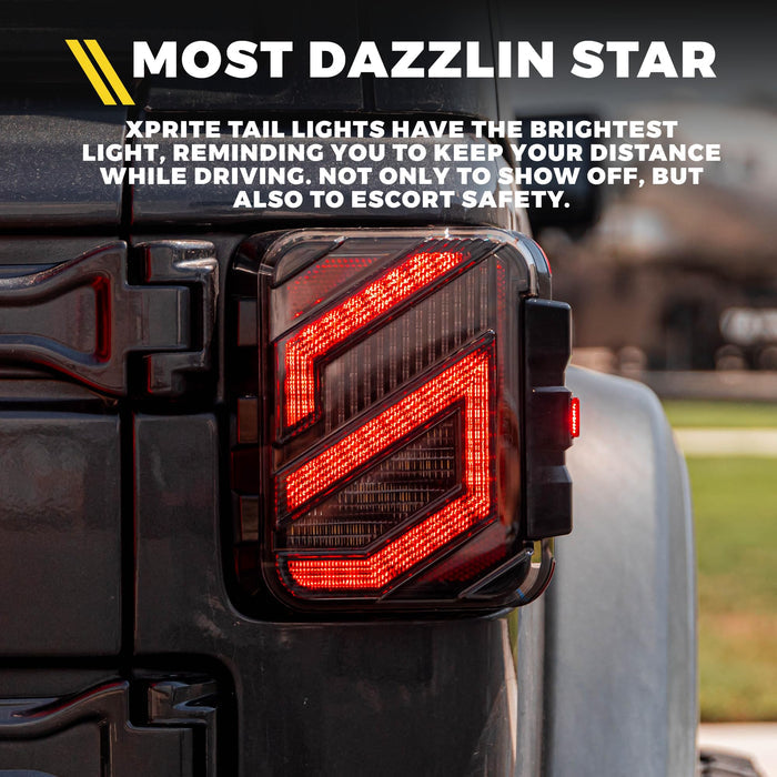 Xprite Smoked LED Tail Lights for 2018-2022 Jeep Wrangler JL JLU | Savage Series