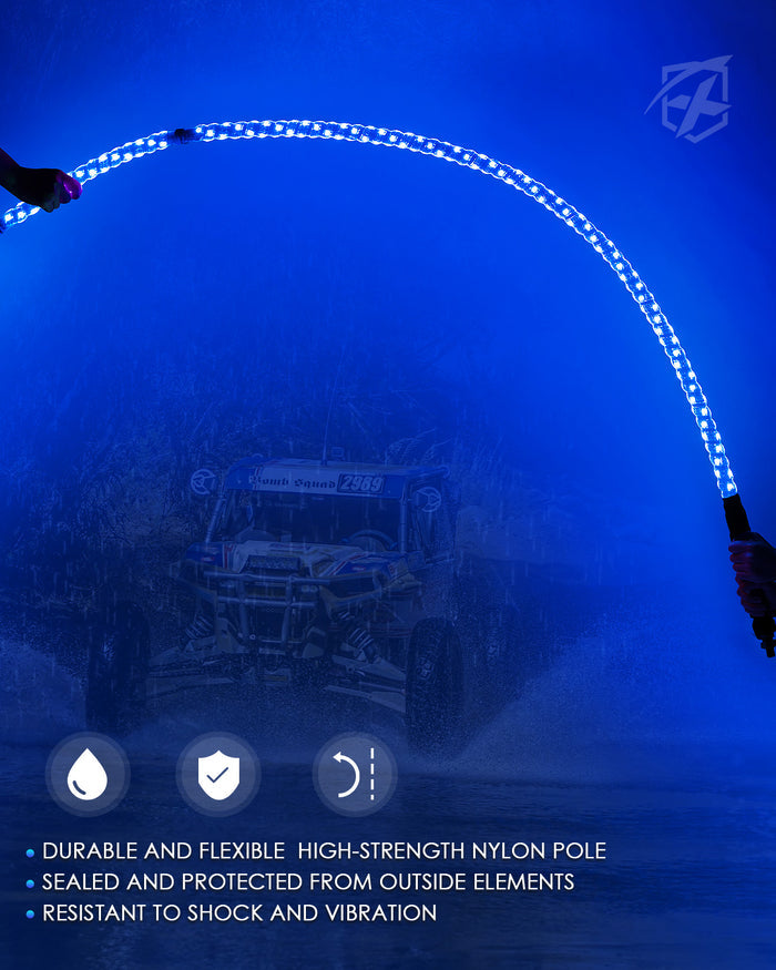 Xprite Spiral RGB LED Whip Lights – Off-Road Flag Pole Chase Lights for UTV, ATV, Polaris RZR  | Twister Series