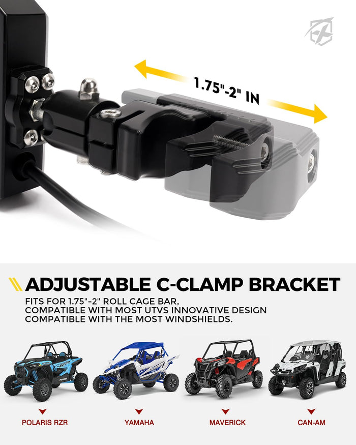 Xprite UTV Side Mirrors with Amber LED Turn Signal Lights – Rear View Mirrors for Can-Am Maverick X3 & Polaris RZR