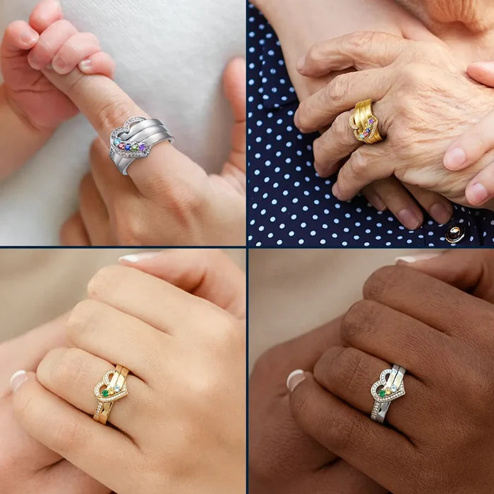 You Left Paw Prints On My Heart Pet Memorial - Personalized Birthstone Heart Ring