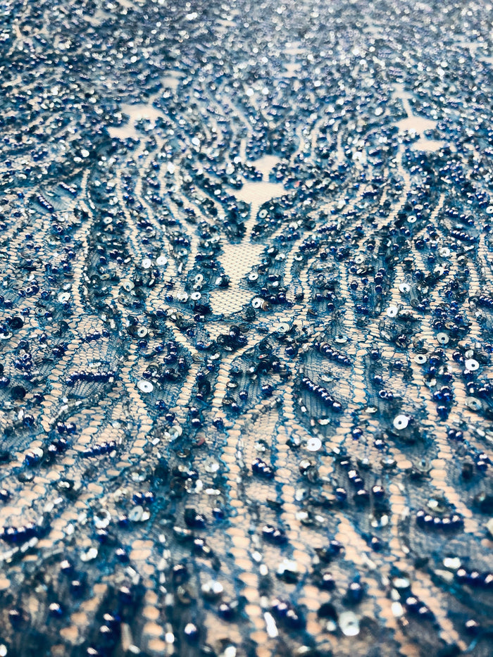 Zinnia hand beaded lace
